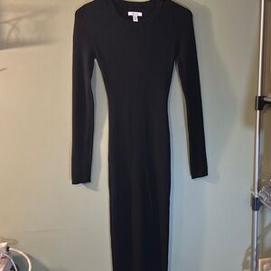 Nine West Ribbed Black Long Sleeve Dress